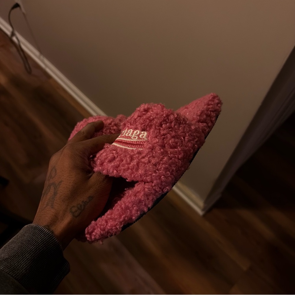 Balenciaga Pink Textured Slippers